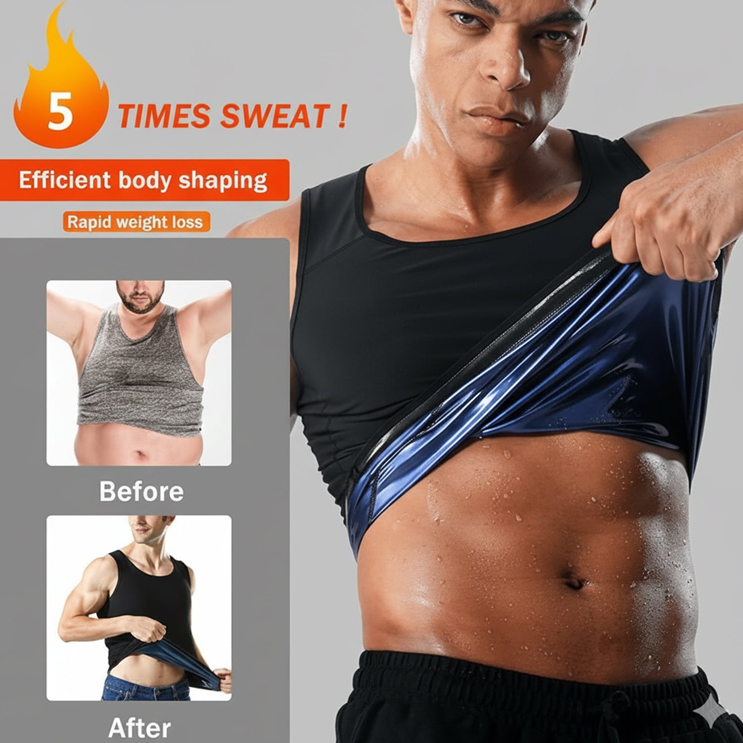 Mens Slim Fit Sweat Shaper Tank Top (Xxlxxxl 1 Pc)