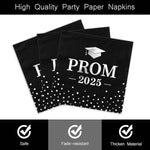 Stylish black and white Prom 2025 disposable napkins on table