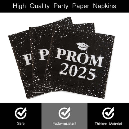 Party napkins displayed showing soft 3-ply disposable paper design