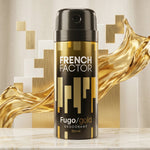 Fugo Gold body deodorant spray compact bottle for travel