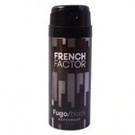 French Factor Black deodorant spray for men, easy to carry
