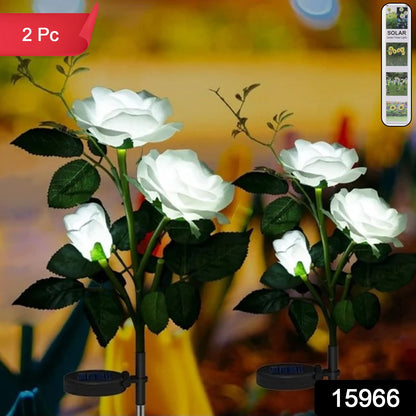 Solar Powered Decorative Garden Flower Lights Set Of 2