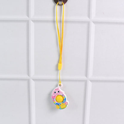 Mini Cartoon Chick-shaped Push Pop Fidget Toy With Hanging Strap (1 Pc)