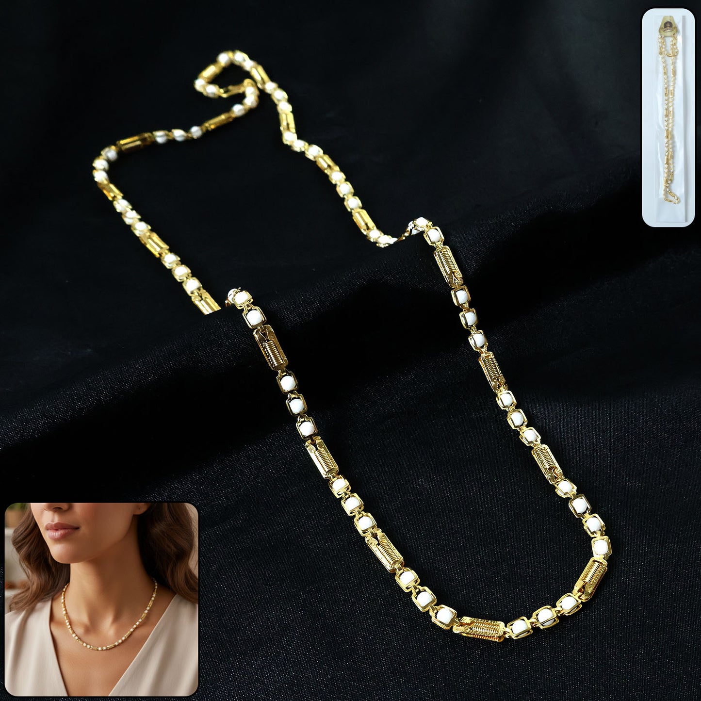 Gold-tone Designer Chain Necklace (1 Pc)