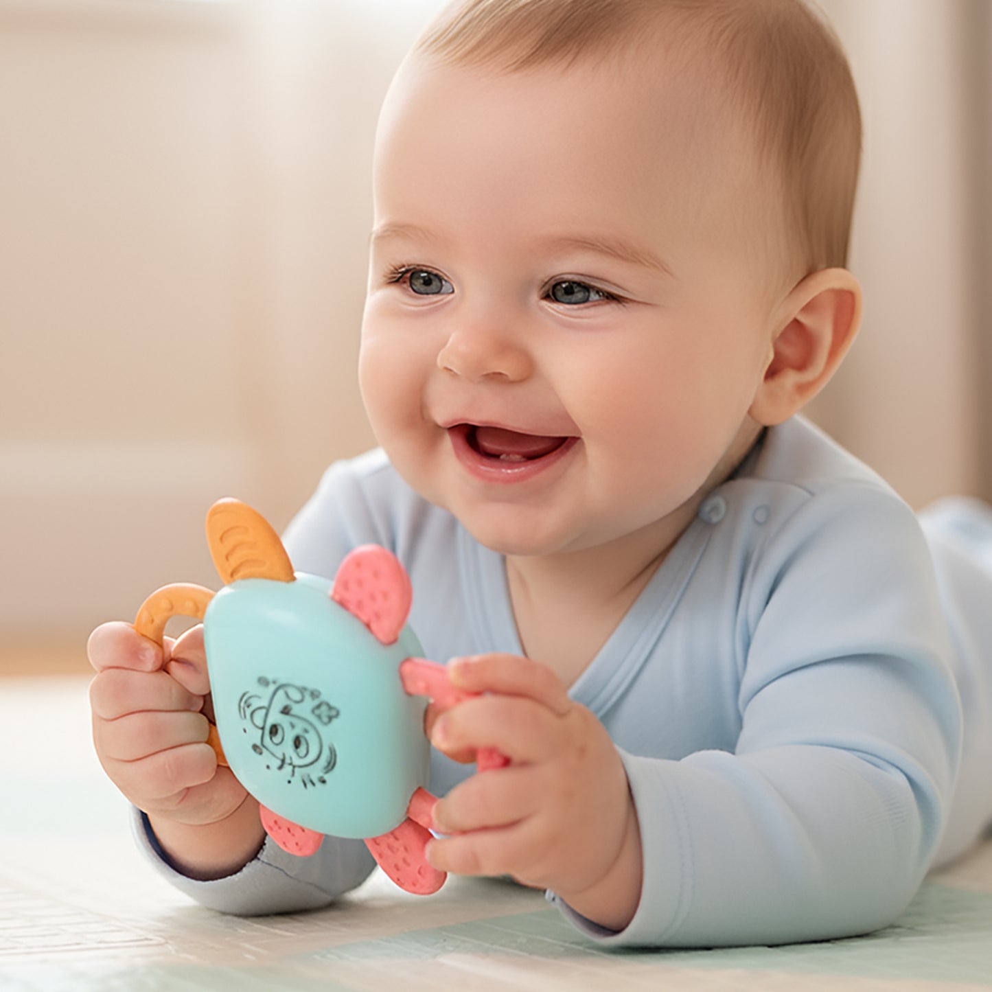 Play Cart Tiny Joys Rattle Toy Set  6-in-1 Baby Rattles