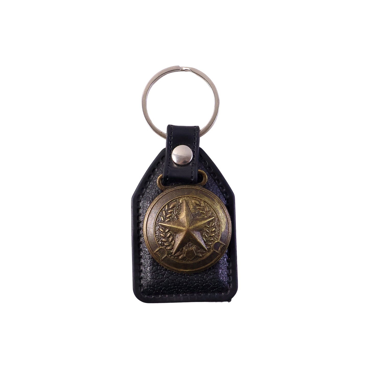 Premium Leather Finish Metal Star Emblem Keychain (1 Pc)