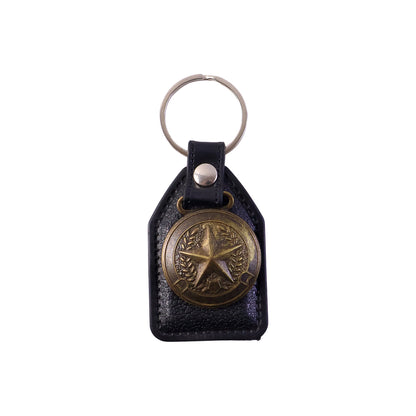 Premium Leather Finish Metal Star Emblem Keychain (1 Pc)