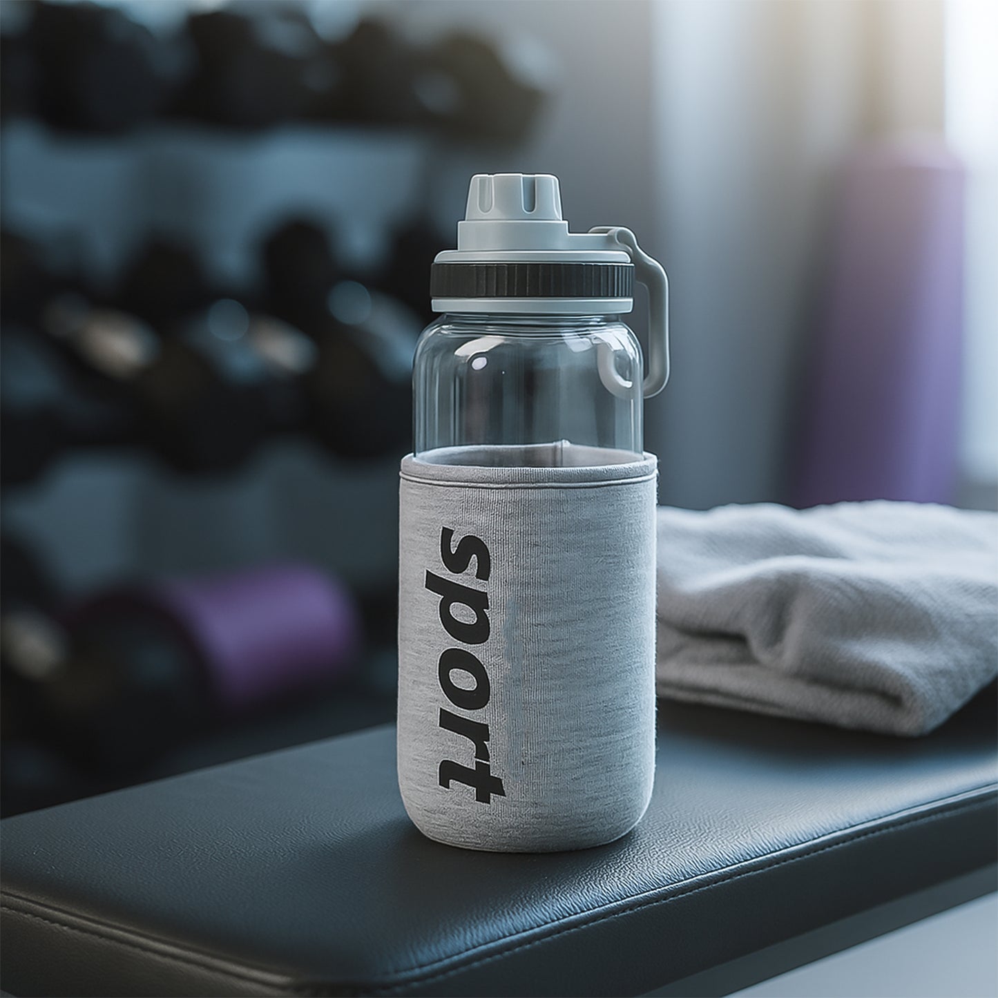 Sports Water Bottle With Protective Sleeve - (1 Pc  700 Ml)