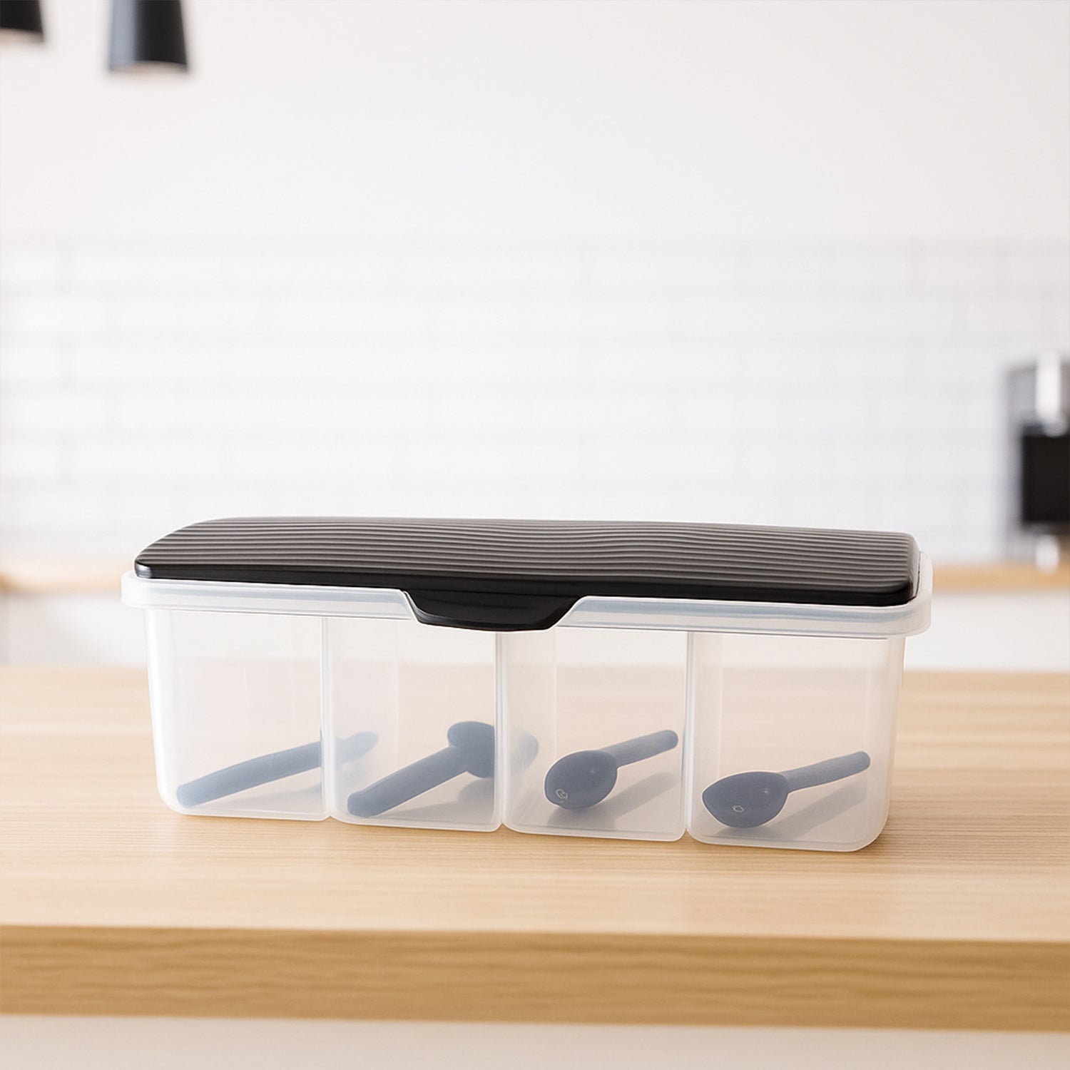 Kitchen Multipurpose Air-tight 4 Sections Storage Containers  Masala Box (1 Set)