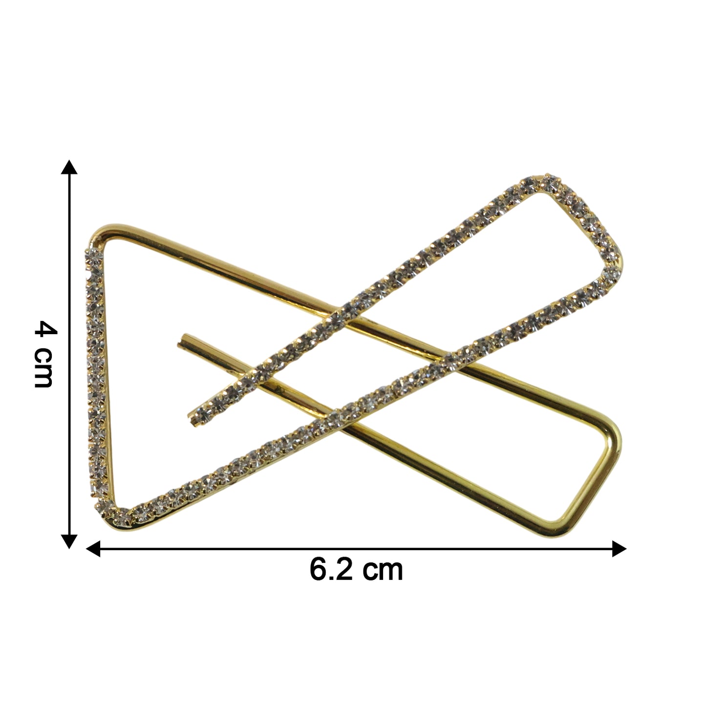 Premium Golden Crystal Triangle Saree Safety Pin Brooch (1 Pc)