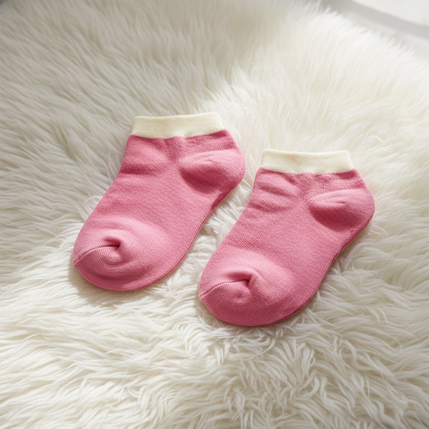 Pink  White Soft Ankle Socks For Kids (1 Pair)