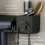 Hair dryer hanging rack with additional storage compartments and hook