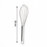 Close-up of small stainless steel balloon whisk showing balloon wires