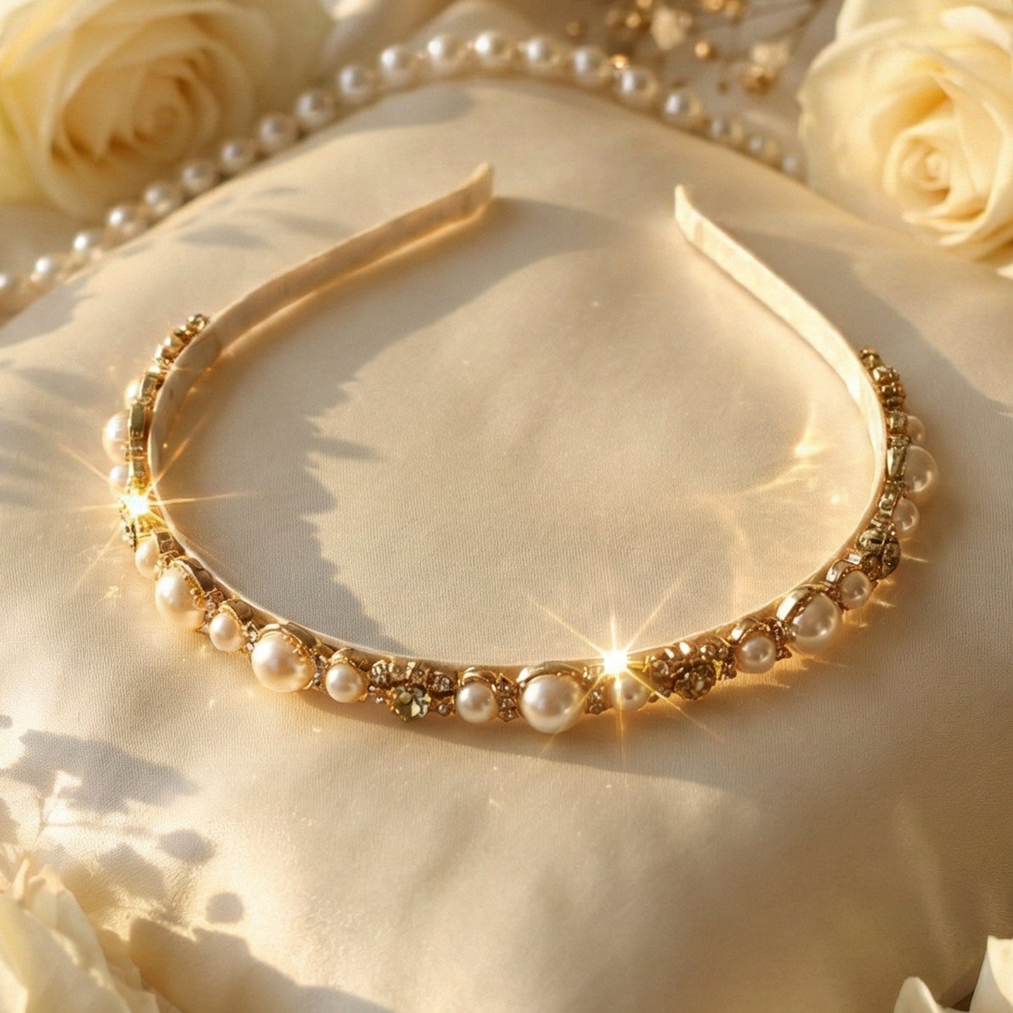 Premium Pearl  Crystal Embellished Hair Band (1 Pc)