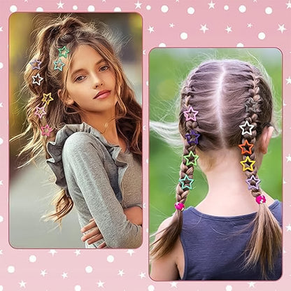 Metal Printed Star Shape Hair Clips (10 Pcs Set)