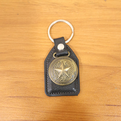 Premium Leather Finish Metal Star Emblem Keychain (1 Pc)