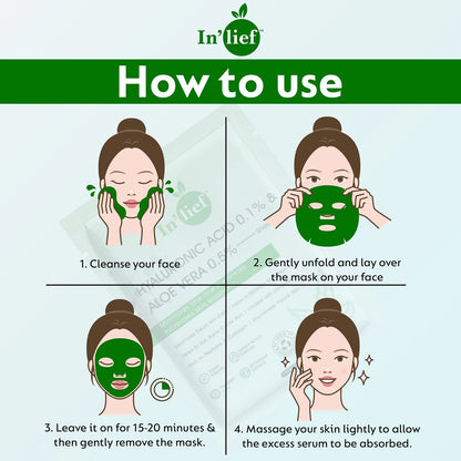 Inlief Hyaluronic Acid 0.1  Aloe Vera 0.5 Hydrating Facial Mask (1 Pc)