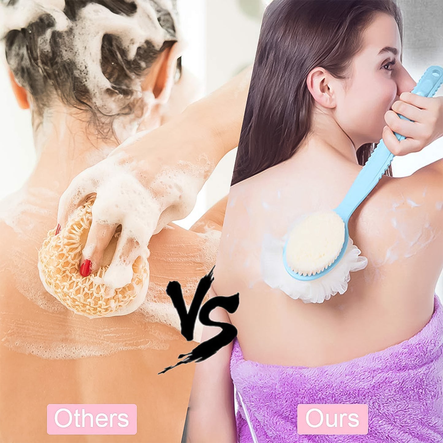 4832 2in1 Bath Brush With Long Handle