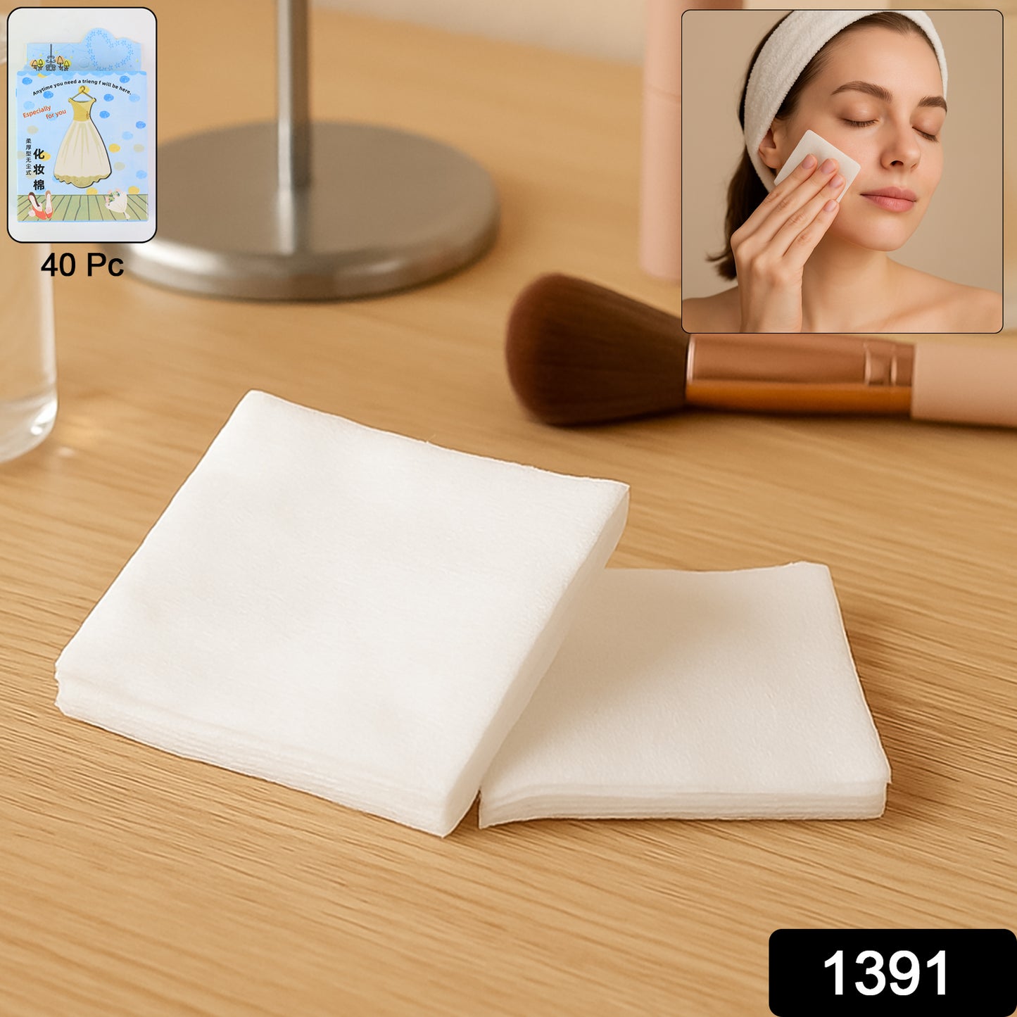 1391 Cotton Makeup Remover Pads For Women Girls (Pack Of 40)