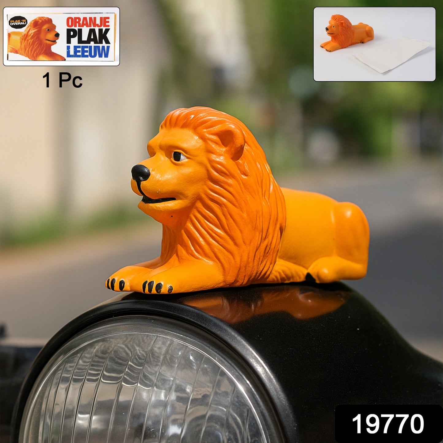 Premium Oranje Plak Leeuw Lion Car Dashboard Toy (1 Pc)
