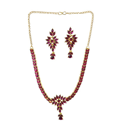 Traditional Floral Motif Necklace & Earring Jewelry Set – 2 Piece Set