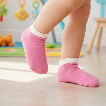 Pink  White Soft Ankle Socks For Kids (1 Pair)
