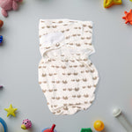 Infant swaddle wrap showing breathable cotton material