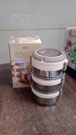 Portable insulated lunch box set with stainless steel inner containers