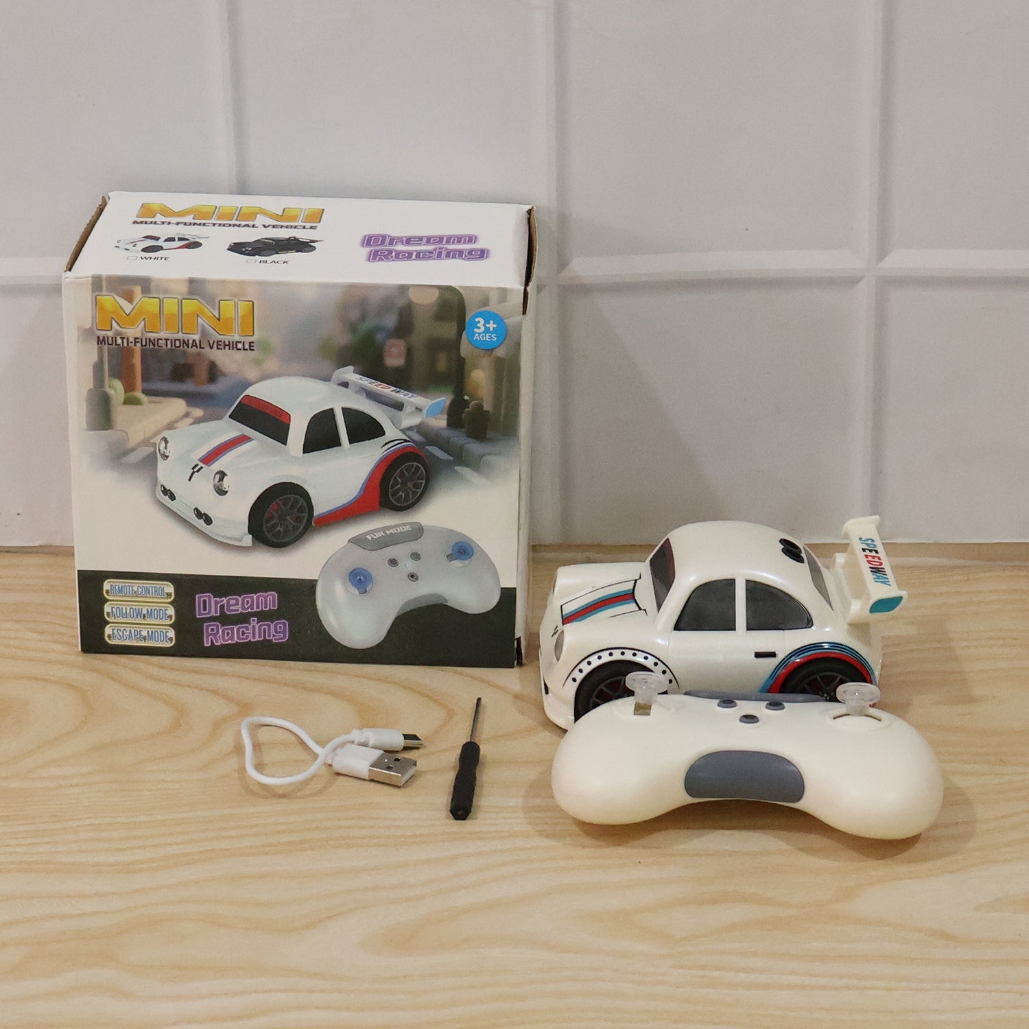 Mini Rc Racing Car Toy With Remote Control Rechargeable For Kids (1 Set)