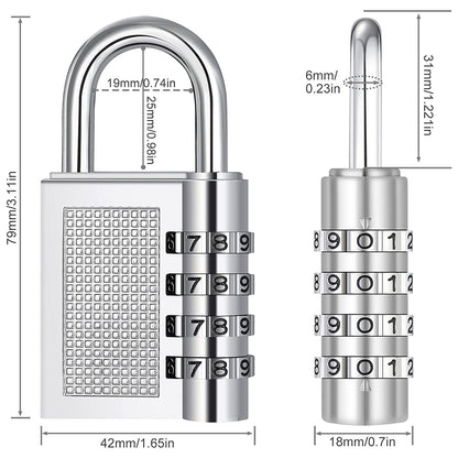 Padlock size comparison image showing length, width, and height