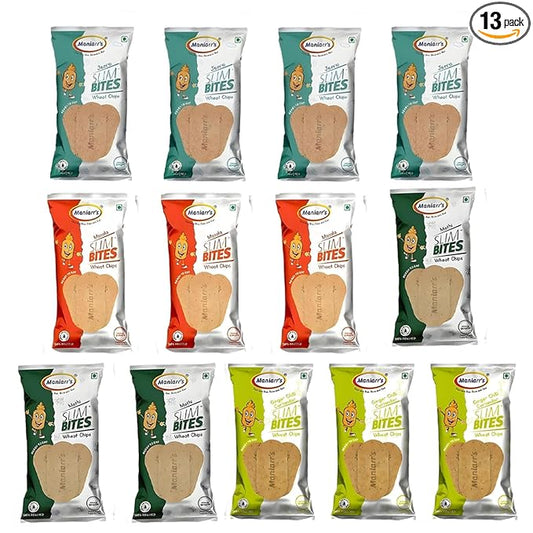 Maniarrs Slim Bite Jain Khakhra With 4 Flavors (Pack Of 13) 780 Grams Wheat Khakhara Healthy  Crispy Low Carb Snack
