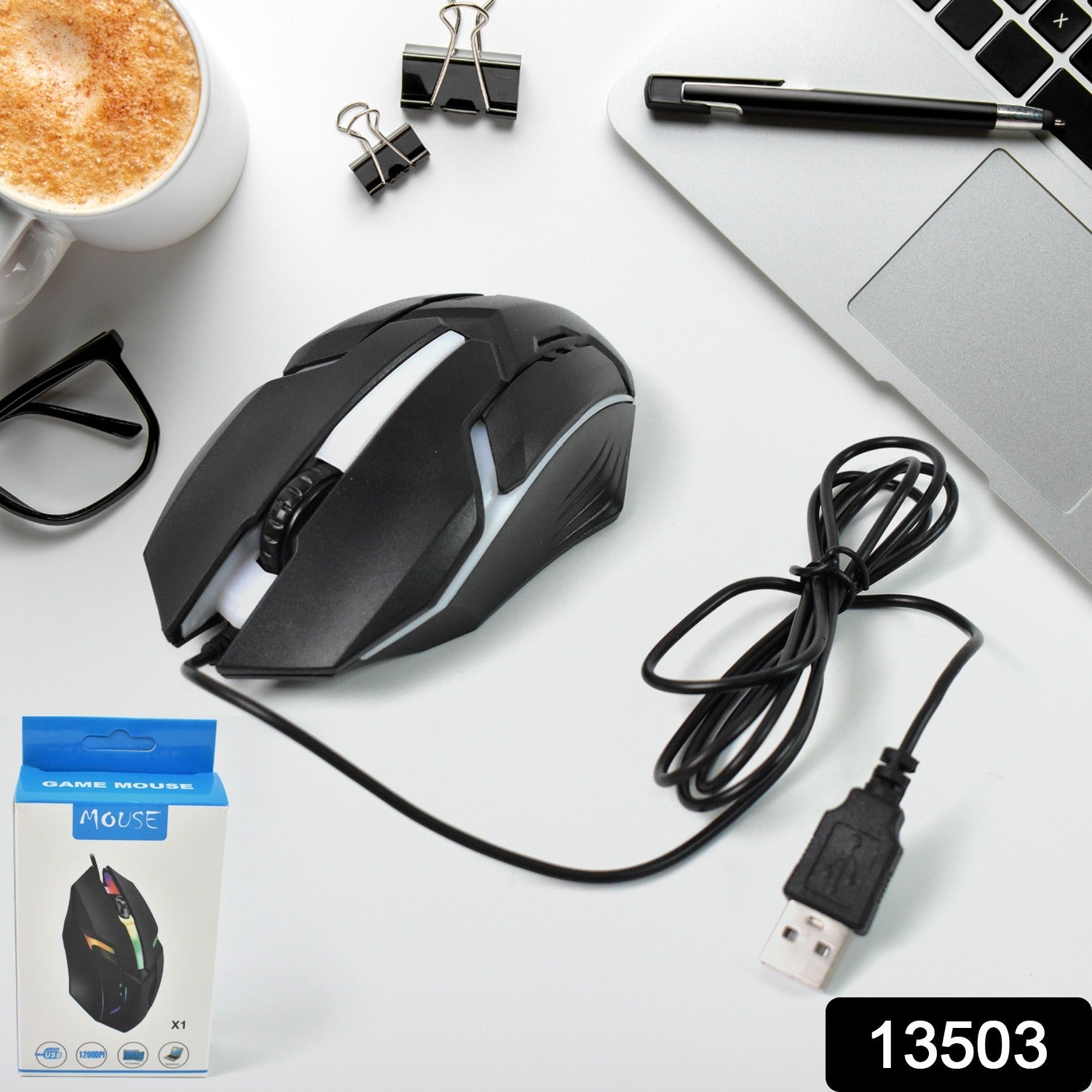Side view of the ergonomic Wired Gaming Mouse showing its contoured shape.