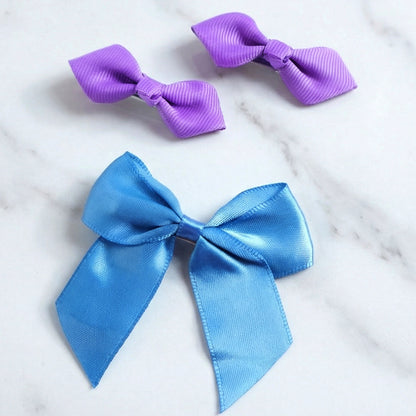 Elegant Satin Ribbon Bow Hair Clips Set (3 Pc)