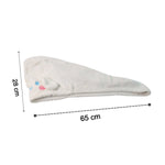 Size dimensions of microfiber hair drying towel wrap with button closure