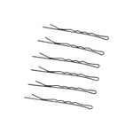 Multiple medium black hair bobby pins arranged together