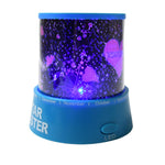Star Projector Night Light illuminating a child's bedroom with a soft, glowing, starry sky.