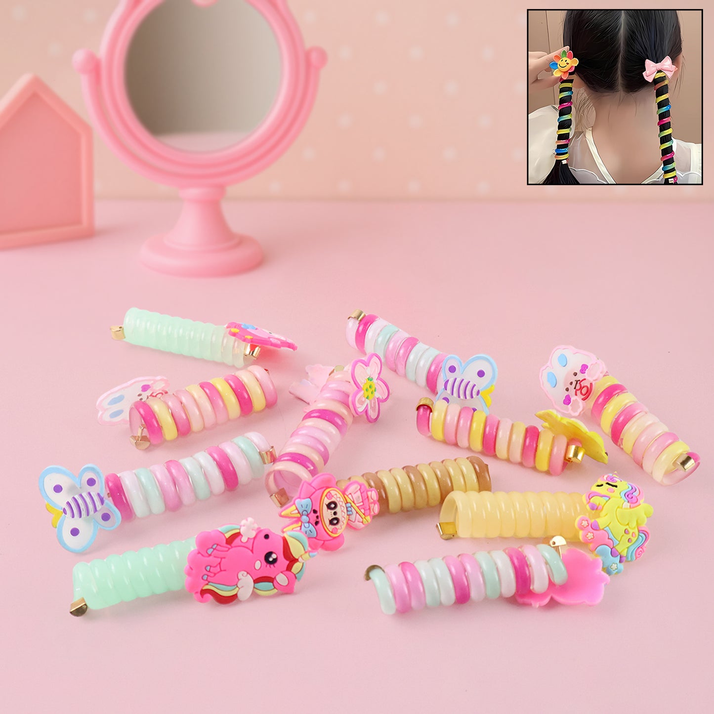 Spiral Hair Braiding Clips For Kids (12 Pc   Mix Design)
