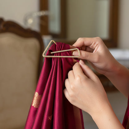 Premium Golden Crystal Triangle Saree Safety Pin Brooch (1 Pc)