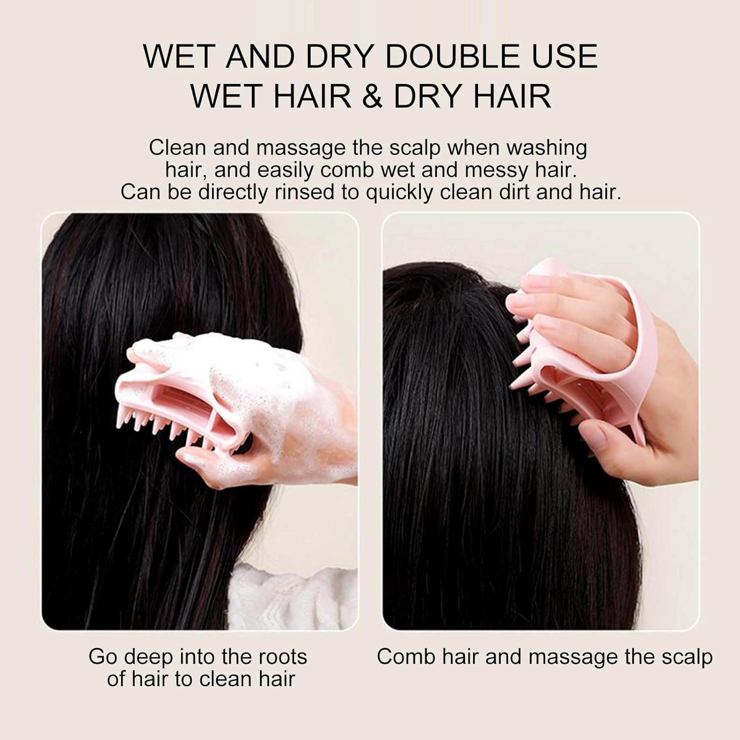 Scalp Massager Shampoo Brush Soft Silicone Hair Washing Comb With Handle