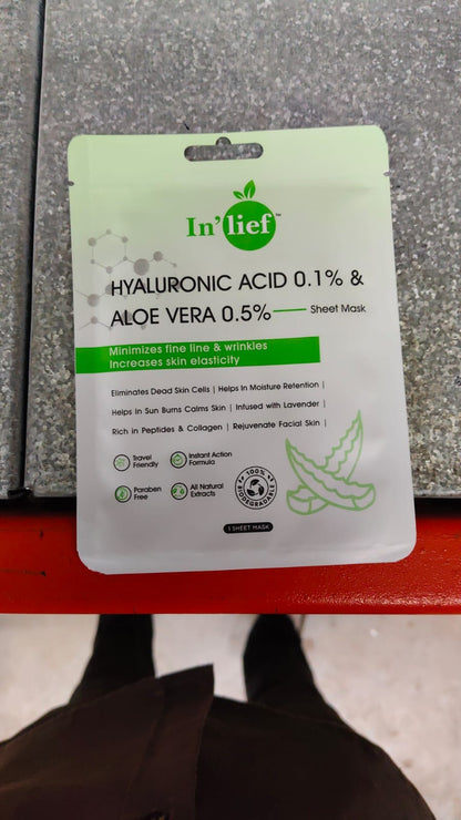 Inlief Hyaluronic Acid 0.1  Aloe Vera 0.5 Hydrating Facial Mask (1 Pc)