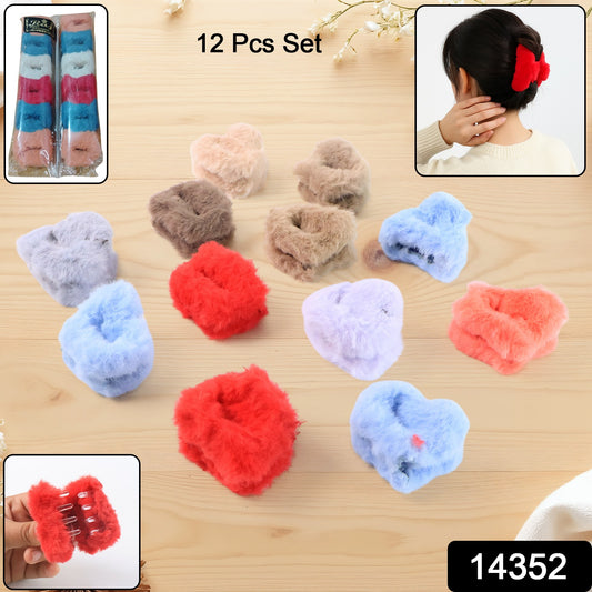 Small Hair Claw Clips Plastic Fluffy Hair Claw Hair Hair Accessories (12 Pcs Set)