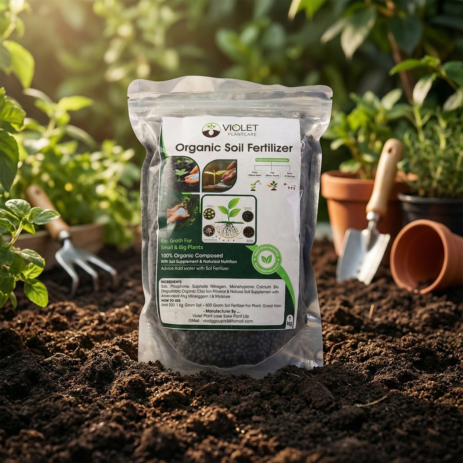 Black Organic Soil Fertilizer For Home Gardening (1 Pc 1 Kg)