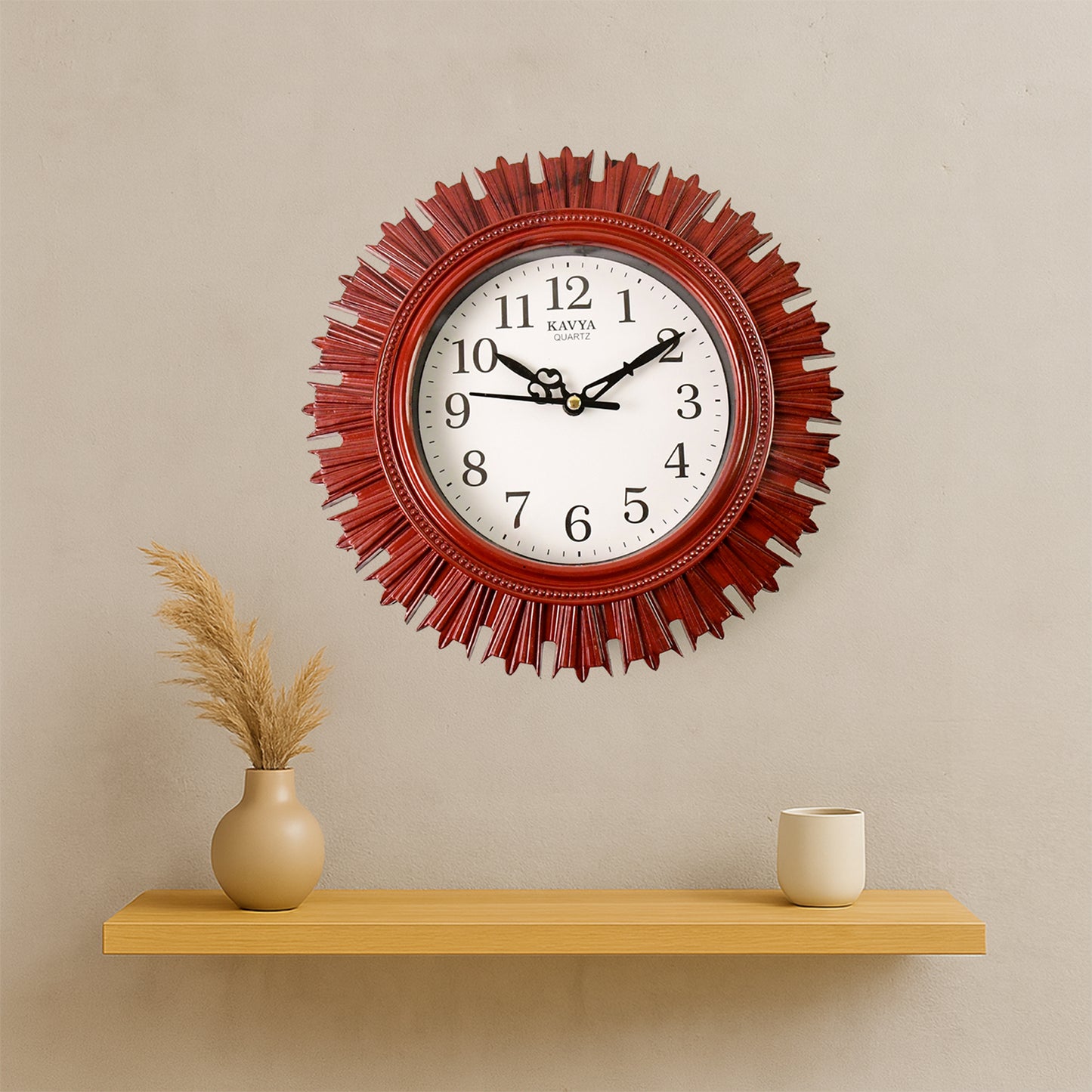 4918 Wooden Look Designer Wall Clock Plastic Decorative Latest Wall Clock Battery Operated Round Easy To Read For Roomhomekitchenbedroomofficeschool