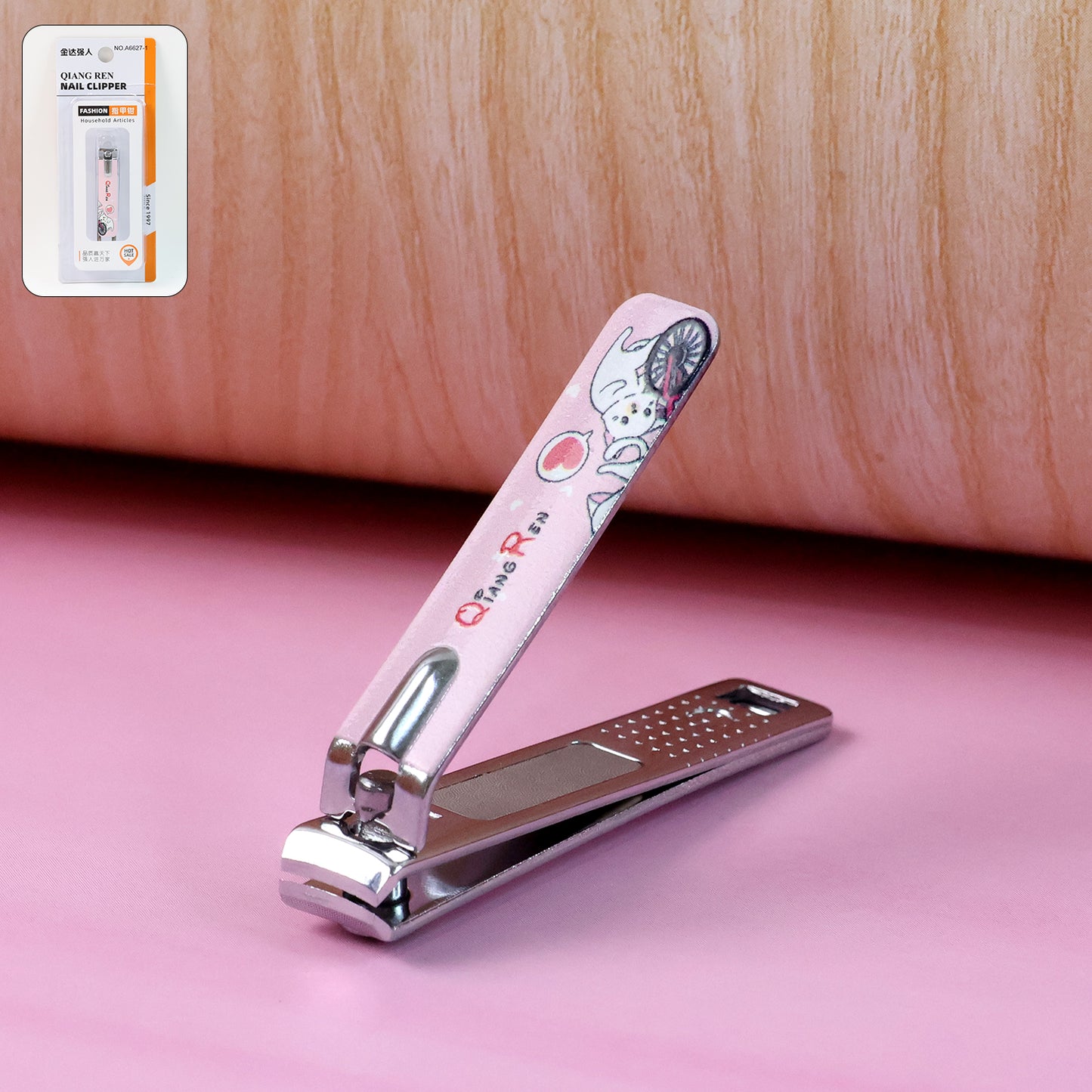 Cute Nail Clipper With Nail Catcher Nail File - Stainless Steel (1 Pc)